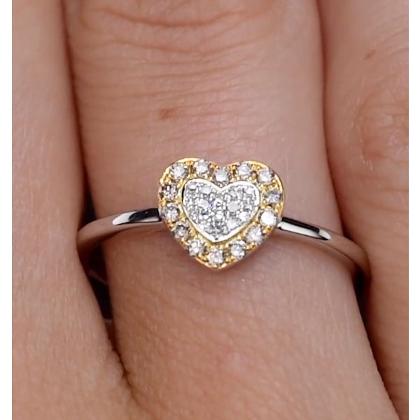Stellato Collection Halo Diamond Heart Ring 0.16ct in 9K White Gold SIZES AVAILABLE K M - Image 4