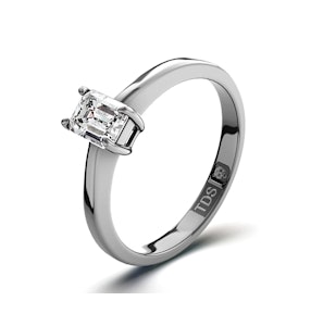 Certified Emerald Cut Platinum Diamond Engagement Ring 0.25CT-F-G/VS
