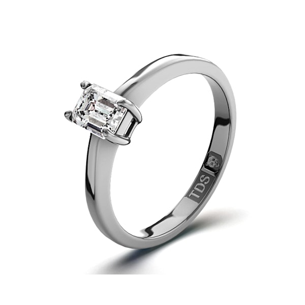 Diamond Engagement Ring Emerald Cut 18K White Gold 0.25CT-G-H/SI - Image 1