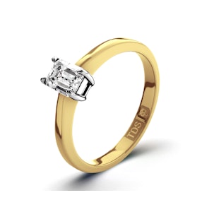 Certified Emerald Cut 18K Gold Diamond Engagement Ring 0.25CT-F-G/VS
