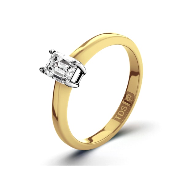 Certified Emerald Cut 18K Gold Diamond Engagement Ring 0.25CT-F-G/VS - Image 1