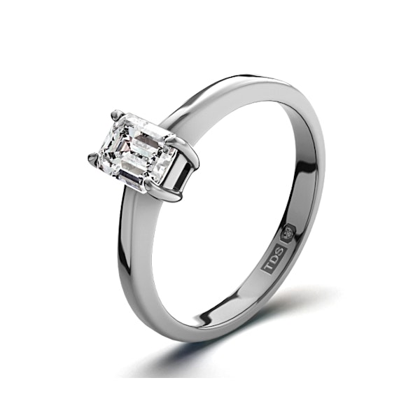 Engagement Ring Certified Emerald Cut Diamond 0.33CT G/VS 18K Gold - Image 1