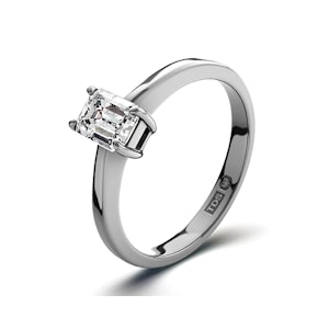 Engagement Ring Certified Emerald Cut Diamond 0.33CT H/SI 18K Gold