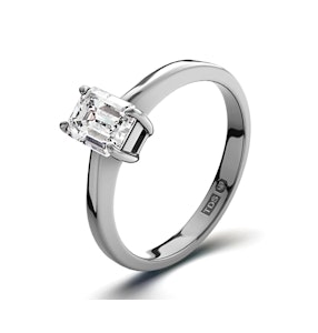 Diamond Engagement Ring Emerald Cut 18K White Gold 0.50CT-F-G/VS