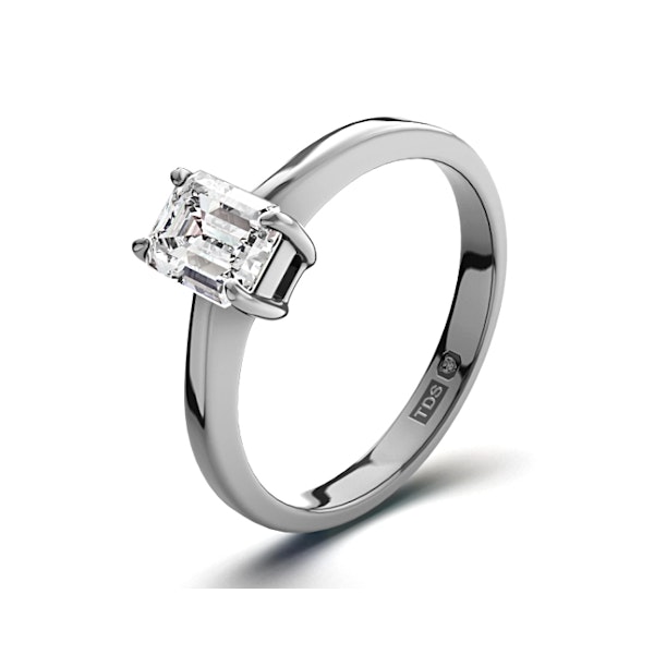 Certified Emerald Cut Platinum Diamond Engagement Ring 0.50CT-G-H/SI - Image 1