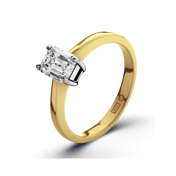 Certified Emerald Cut 18K Gold Diamond Engagement Ring 0.50CT-G-H/SI - Image 1