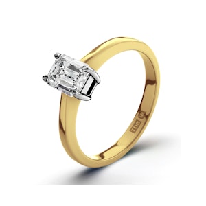 Certified Emerald Cut 18K Gold Diamond Engagement Ring 0.50CT-G-H/SI