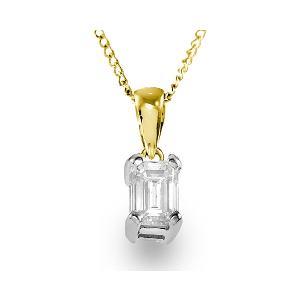 Alice Emerald Cut 18K Gold Diamond Pendant Necklace 0.25CT G/VS - Image 1