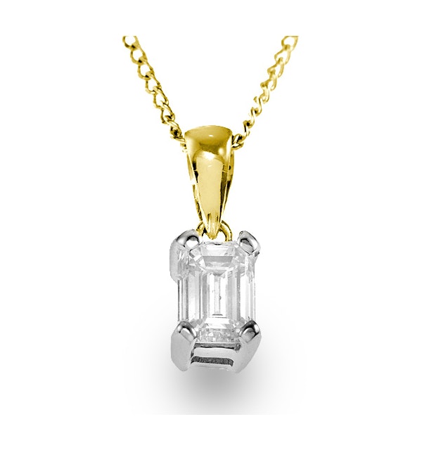 Alice Emerald Cut 18K Gold Diamond Pendant Necklace 0.33CT G/VS - image 1