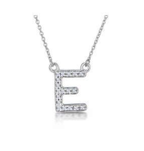 Initial 'E' Necklace Lab Diamond Encrusted Pave Set in 925 Sterling Silver