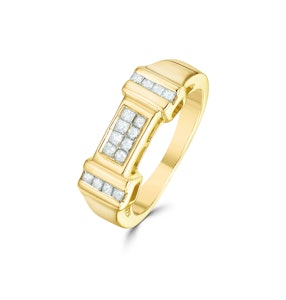9K Gold Princess Cut Diamond Design Ring 0.26CT