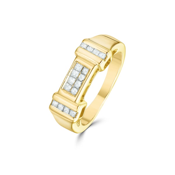 9K Gold Princess Cut Diamond Design Ring 0.26CT - Image 1