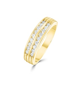 18K Gold Two Row Channel Set Diamond Ring 0.50ct - SIZE N 1/2