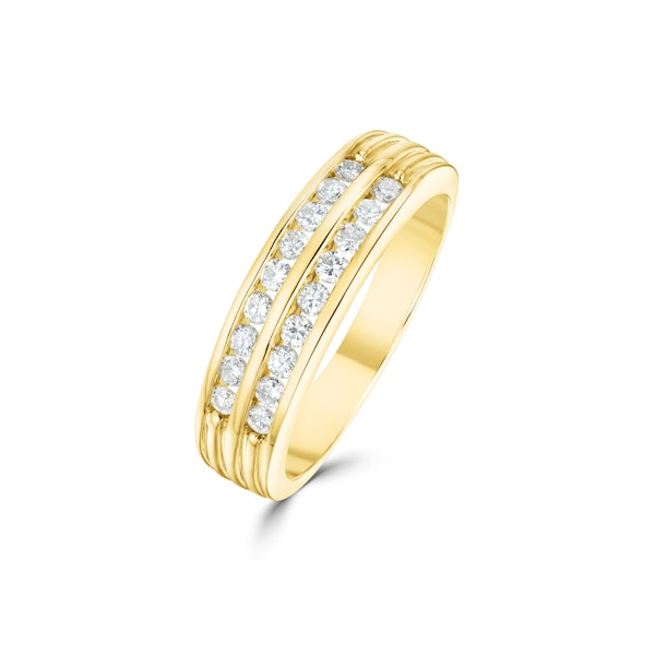 18K Gold Two Row Channel Set Diamond Ring 0.50ct - SIZE N 1/2 - Image 1