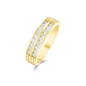 18K Gold Two Row Channel Set Diamond Ring 0.50ct - SIZE N 1/2