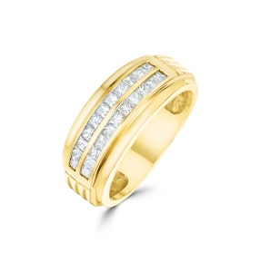 18K Gold Two Row Channel Set Princess Diamond Ring 0.50ct - SIZE N
