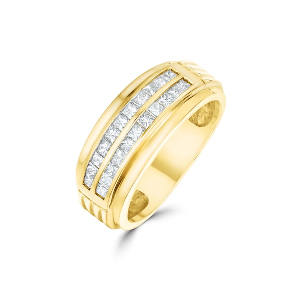 18K Gold Two Row Channel Set Princess Diamond Ring 0.50ct - SIZE N - Image 1