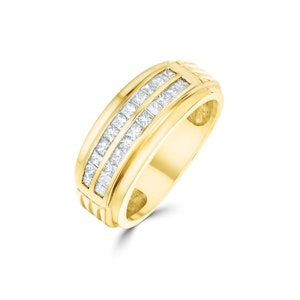 18K Gold Two Row Channel Set Princess Diamond Ring 0.50ct - SIZE N