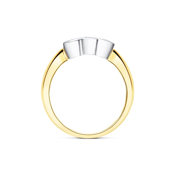 18K Gold Three Stone Diamond Rubover Ring 0.50ct - SIZE M - Image 2