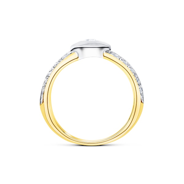 Shoulder Diamonds Rubover Ring 18K Gold White Gold 0.30CT - SIZE M - Image 2