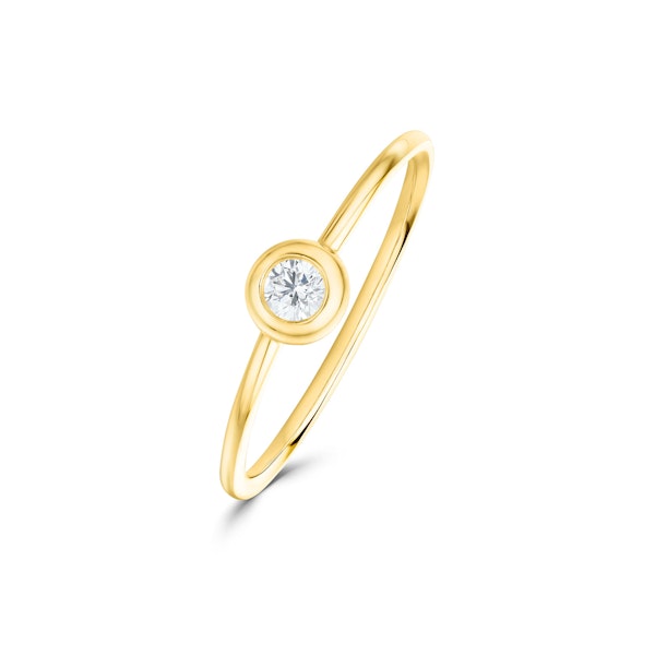 18K Gold Single Stone Diamond Rubover Set Ring 0.08CT - SIZE K - Image 1