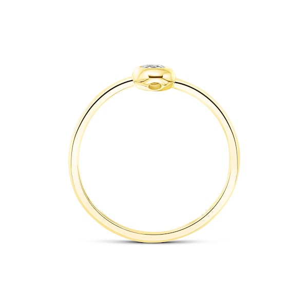 18K Gold Single Stone Diamond Rubover Set Ring 0.08CT - SIZE K - Image 2