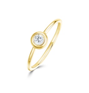 18K Gold Single Stone Diamond Rubover Ring 0.15ct -SIZE K