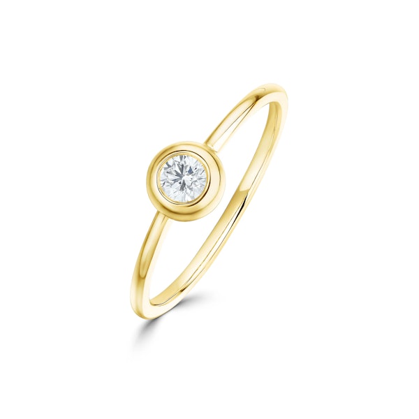 18K Gold Single Stone Diamond Rubover Ring 0.15ct -SIZE K - Image 1