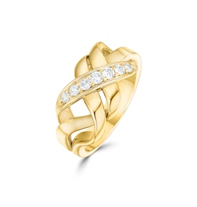 14K Gold Pave Diamond Twist Design Ring Item - SIZE M