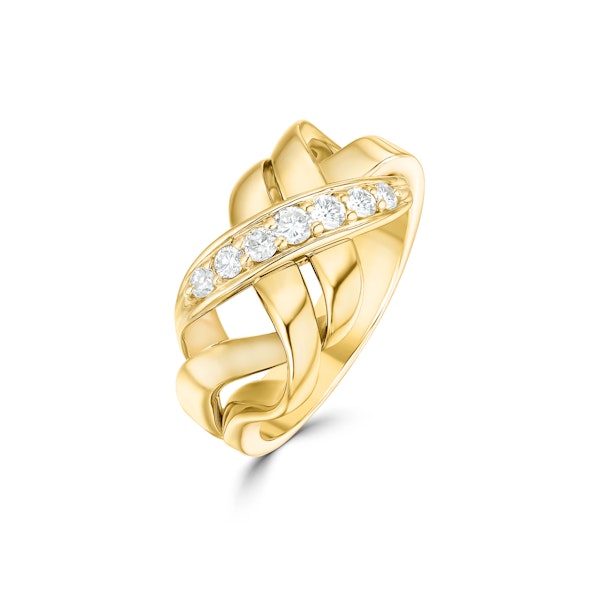 14K Gold Pave Diamond Twist Design Ring Item - SIZE M - Image 1