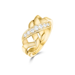 14K Gold Pave Diamond Twist Design Ring Item - SIZE M
