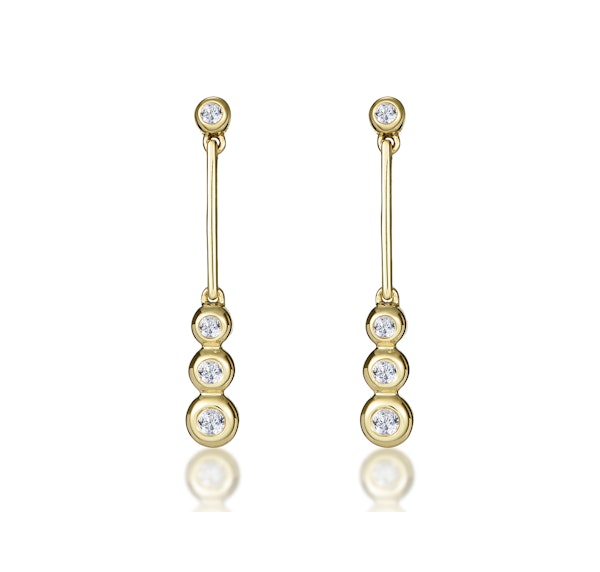 Trilogy Drop Earrings 0.12ct Lab Diamonds 18K Gold Vermeil - Image 1