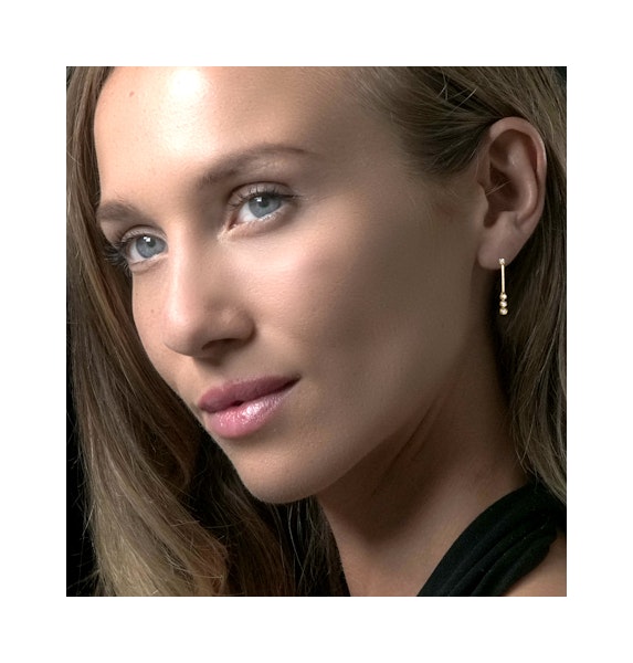 Trilogy Drop Earrings 0.12ct Lab Diamonds 18K Gold Vermeil - Image 3