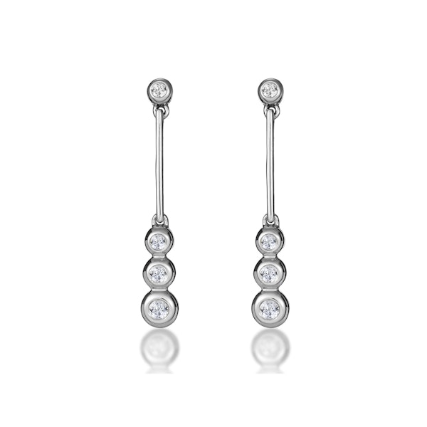 Small Drop Earrings 0.12ct Diamond 9K White Gold - Image 1