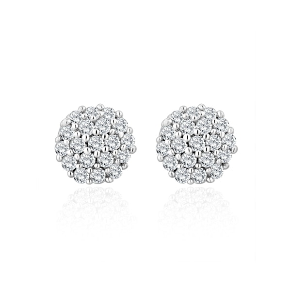 Cluster Earrings 0.25ct Diamond 9K White Gold - Image 1