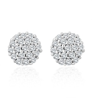 Cluster Earrings 0.25ct Diamond 9K White Gold