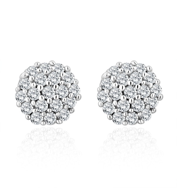 Cluster Earrings 0.25ct Diamond 9K White Gold - image 1