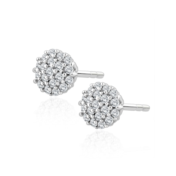 Cluster Earrings 0.25ct Diamond 9K White Gold - Image 3