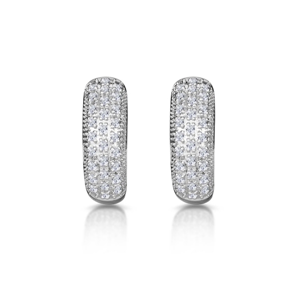 Huggie Earrings Lab Diamond Pave Set 0.33ct in 925 Silver - Image 1