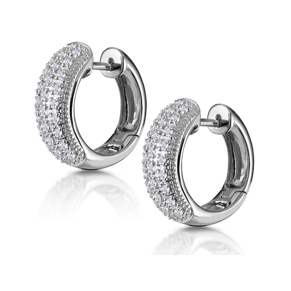 Huggie Earrings Lab Diamond Pave Set 0.33ct in 925 Silver - Image 2