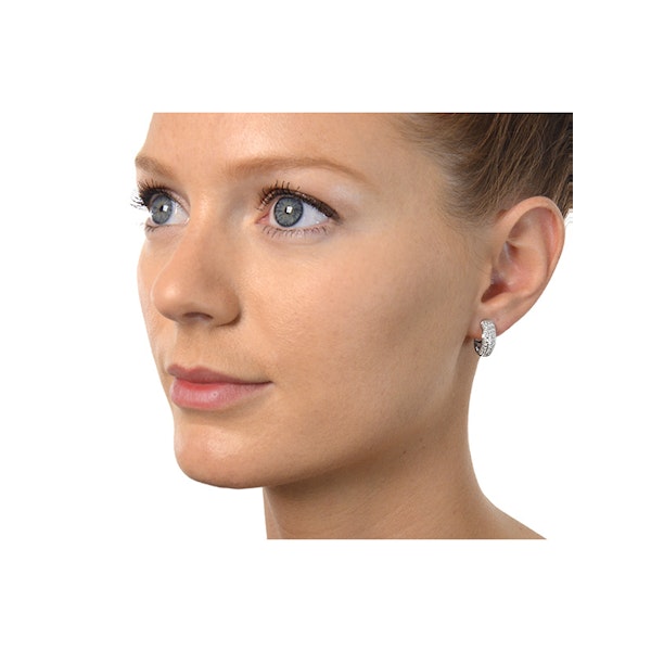 Huggie Earrings Lab Diamond Pave Set 0.33ct in 925 Silver - Image 3