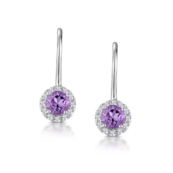 Amethyst 0.57CT And Diamond 9K White Gold Earrings - Image 1