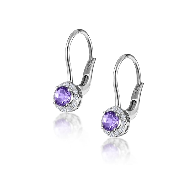 Amethyst 0.57CT And Diamond 9K White Gold Earrings - Image 2