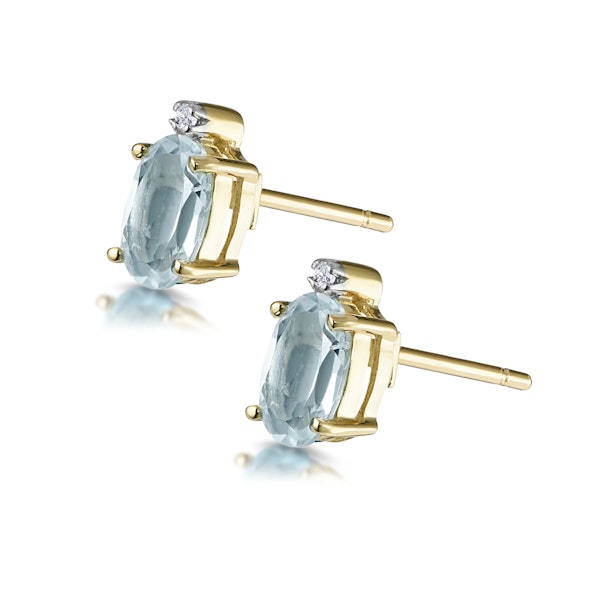 Aquamarine 0.80CT And Diamond 9K Yellow Gold Earrings - Image 2