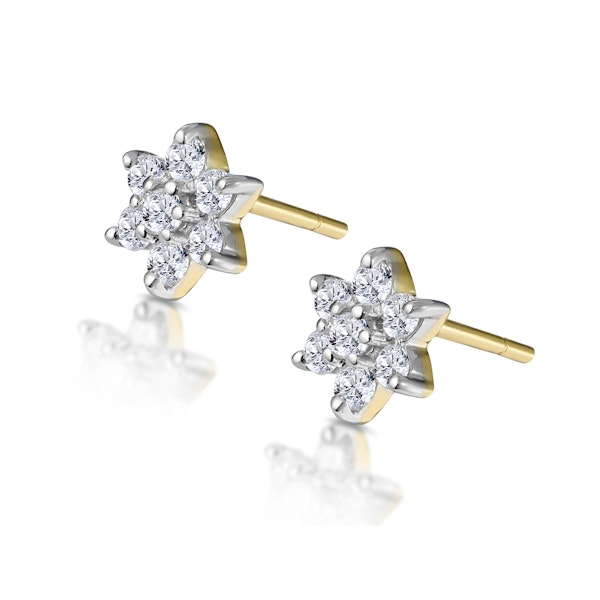 Cluster Earrings 0.30ct Diamond 9K Yellow Gold - Image 2