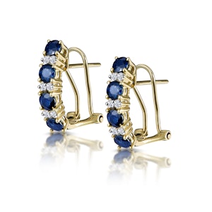 Sapphire 1.45CT And Diamond 9K Yellow Gold Earrings