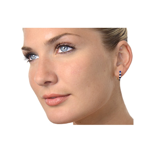 Sapphire 1.45CT And Diamond 9K Yellow Gold Earrings - Image 2