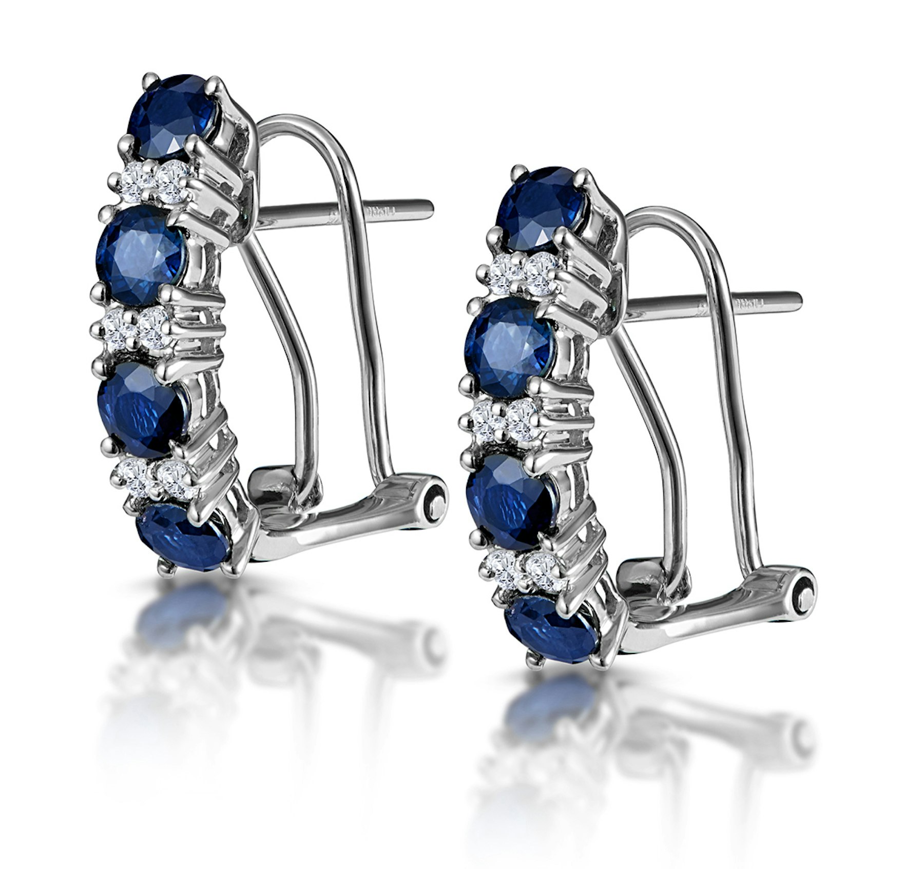 Sapphire 1 45ct And Diamond 9k White Gold Earrings