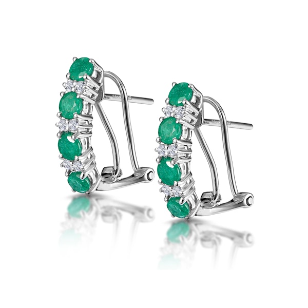Emerald Earrings Half Huggie With Lab Diamonds Set in 925 Silver - Image 1