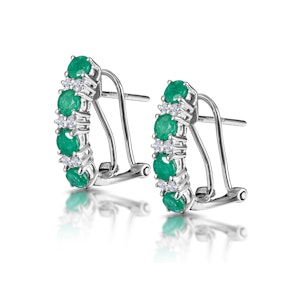 Emerald Earrings Half Huggie With Lab Diamonds Set in 925 Silver